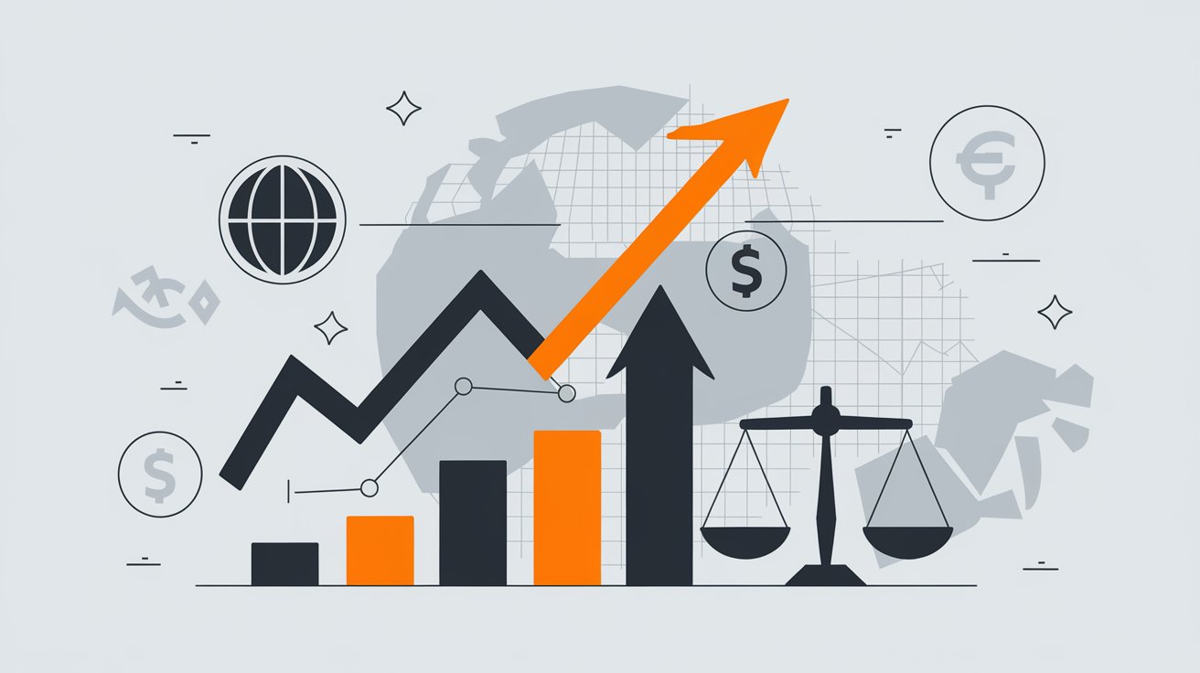 Infographic showing fluctuating inflation trends with arrows and financial icons, symbolizing economic uncertainty and its impact on mortgage rates.